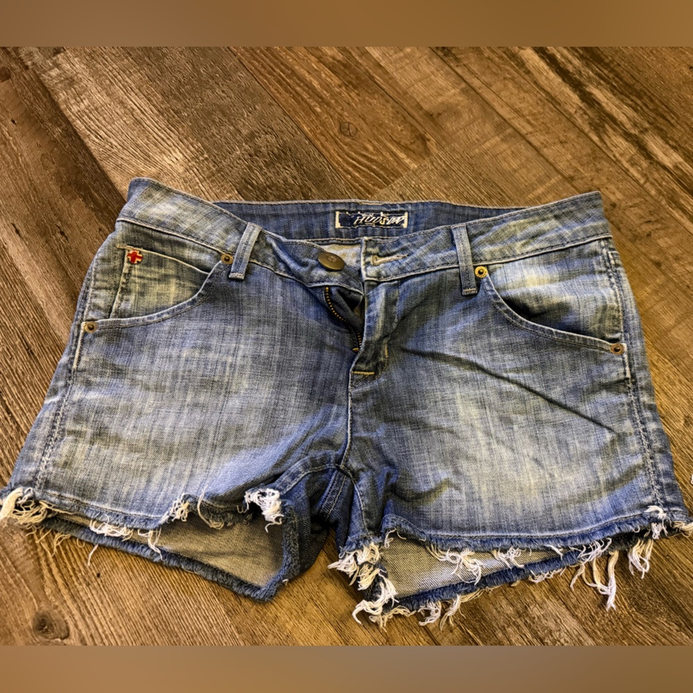 Hudson Jeans Light Blue Frayed Jean Shorts